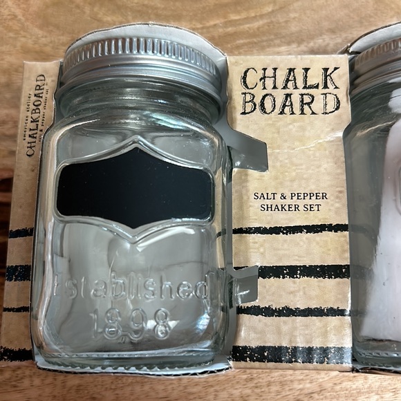 Salt and Pepper Shaker Set Erasable Chalk Board New In Package Farmhouse Style - Picture 2 of 6